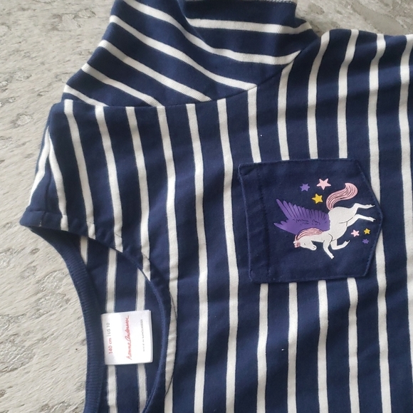 Hannah Andersson Stripe Unicorn Pocket Dress Sz10 - Picture 3 of 5